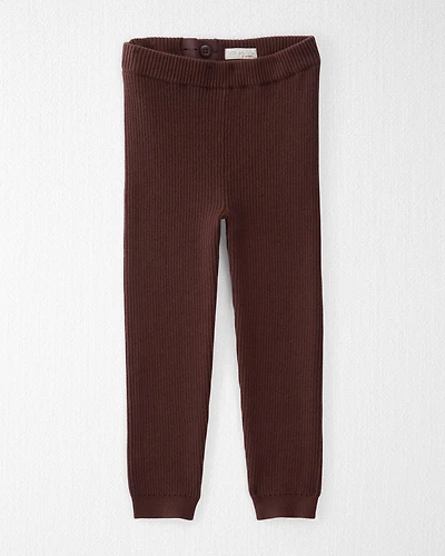 Toddler Organic Cotton Sweater Knit Rib Leggings in Deep Burgundy