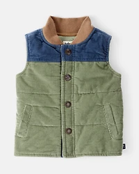 Baby Boy Corduroy Sleeveless Puffer Vest - Green