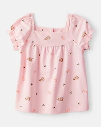 Toddler Girl Floral Short-Sleeve Top - Pink