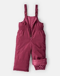 Toddler Girl 2-Piece Color Block Hooded Snowsuit Jacket & Bib Set - Pink/Red