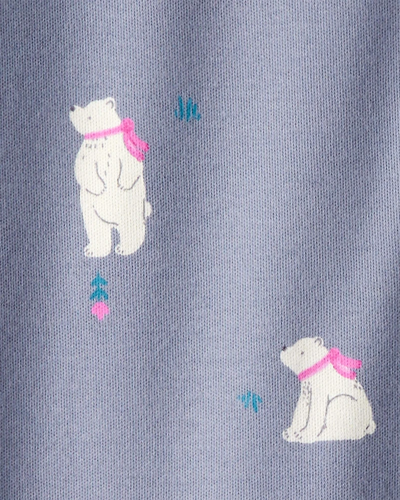 Baby Girl Polar Bear Print 100% Cotton Snug Fit Sleep & Play Pajamas - Grey