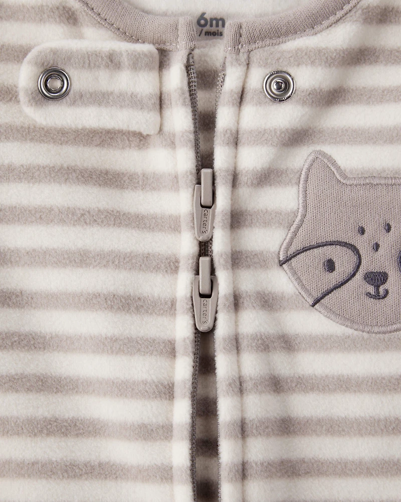 Baby Boy Fox Striped Loose Fit Long-Sleeve Sleep & Play Pajamas - Brown