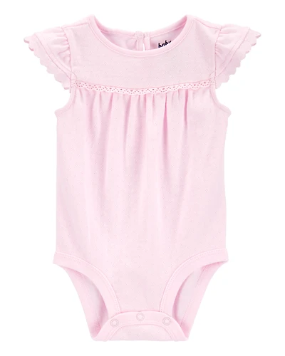 Baby Pointelle Short-Sleeve Bodysuit - Pink