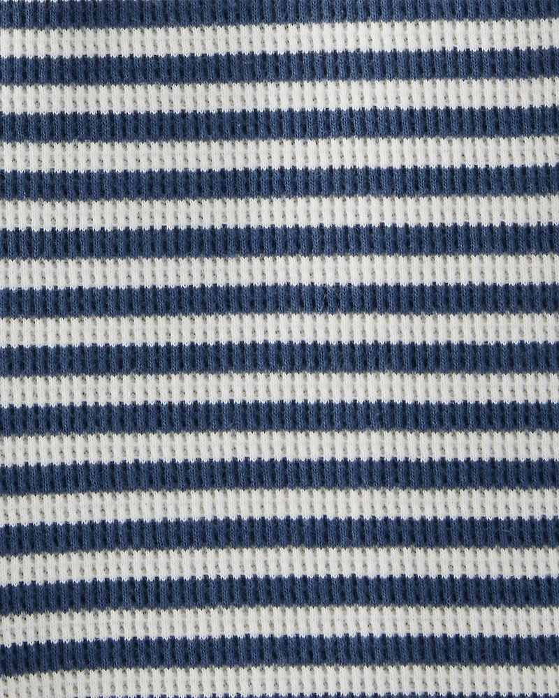 Baby Organic Cotton Waffle Knit Romper in Stripes