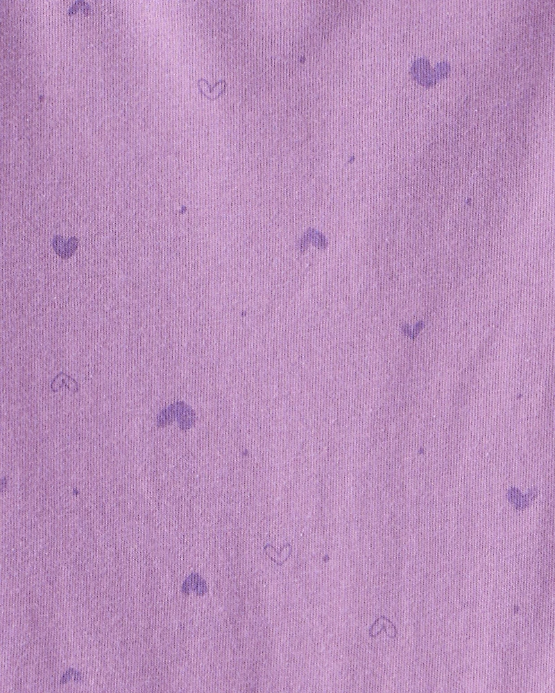 Girls Heart Print Long-Sleeve Peplum Top - Purple