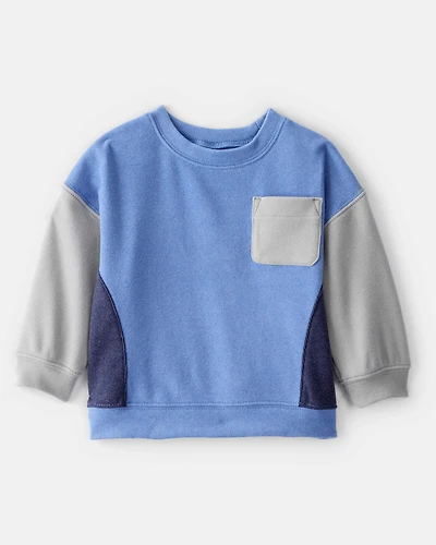 Baby Boy Colorblock Long-Sleeve Pullover Sweatshirt - Blue