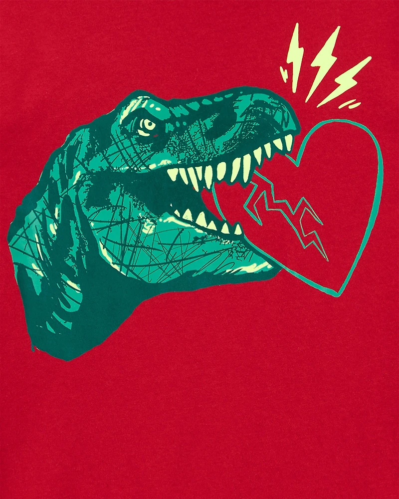Boys Valentine's Day Dinosaur Long-Sleeve Tee - Red