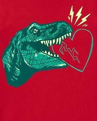Boys Valentine's Day Dinosaur Long-Sleeve Tee - Red