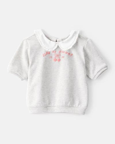 Toddler Girl Cherry French Terry Short-Sleeve Graphic Tee - White