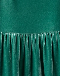 Girls Velvet Short-Sleeve Occasion Dress - Green