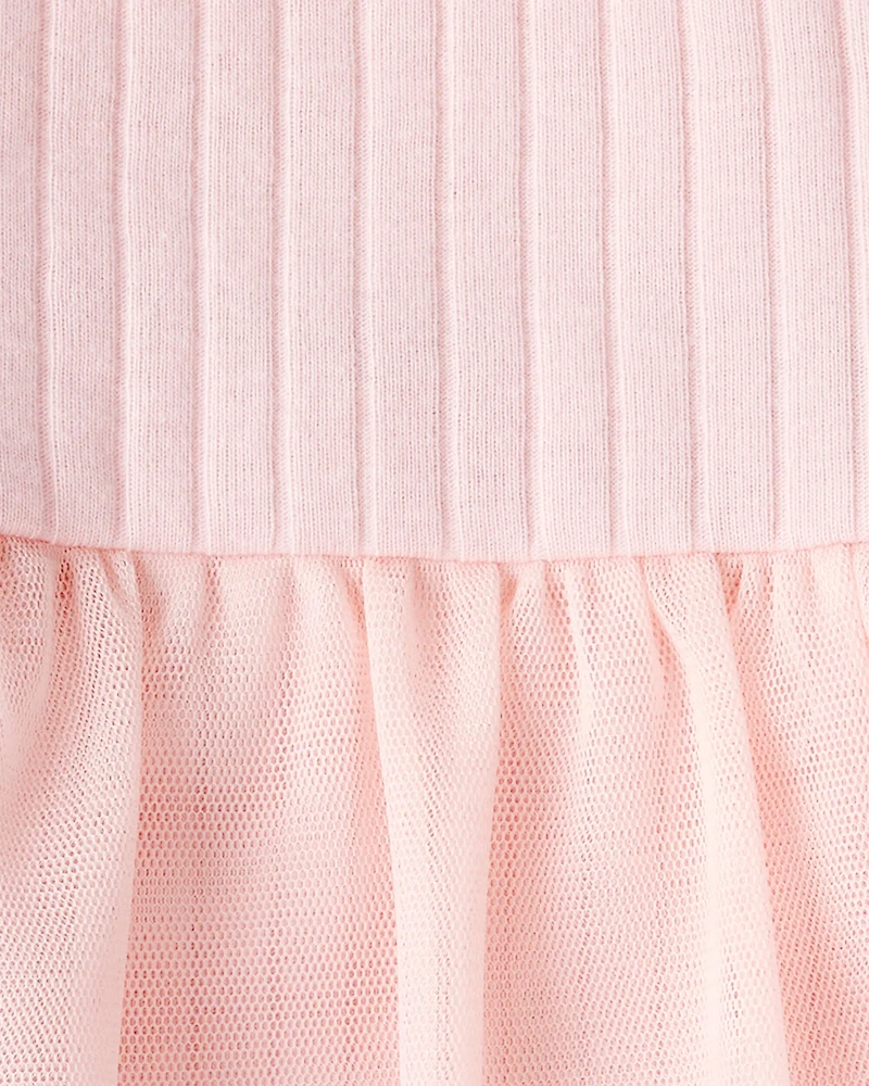 Baby Girl 2-Piece Ribbed Tutu Bodysuit Pant Set - Pink