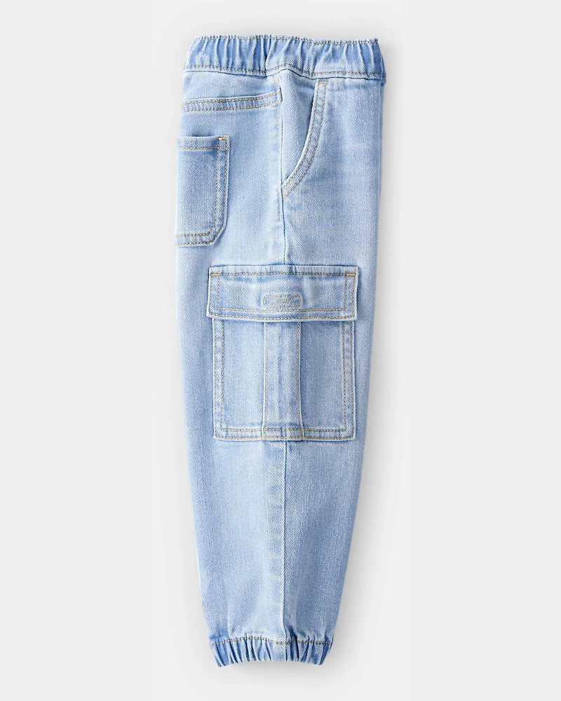 Toddler Boy Mid-Rise Denim Cargo Joggers - Blue