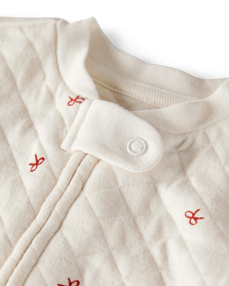 Baby Quilted Bow Print Sleep & Play Made with Organic Cotton