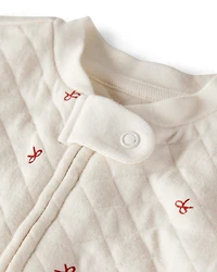 Baby Quilted Bow Print Sleep & Play Made with Organic Cotton