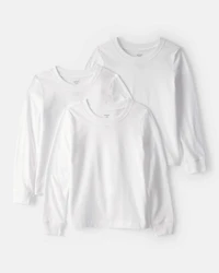 Boys 3-Pack Long-Sleeve Undershirts - White