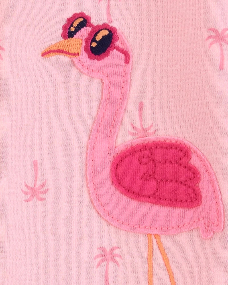 Baby Girl Flamingo Print Snug Fit Cotton Footie 1-Piece Pajamas - Pink