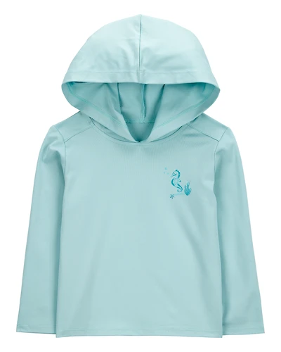 Toddler UPF 50+ Sun Protection Seahorse Moisture Wicking Active Pullover - Blue