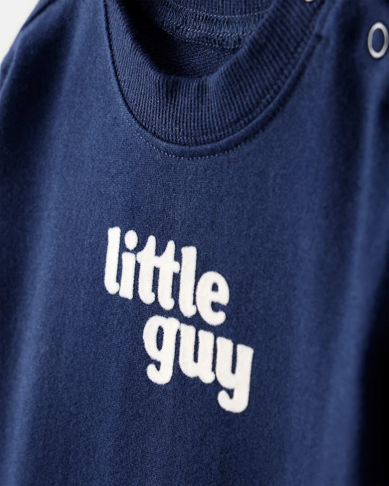 Baby Boy 'Little Guy' Cotton Long-Sleeve Jumpsuit - Navy