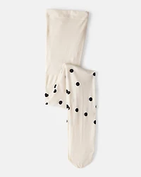 Girls Polka Dot Tights - Cream
