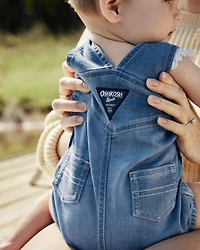 Baby Neutral Denim Bubble Romper - Blue