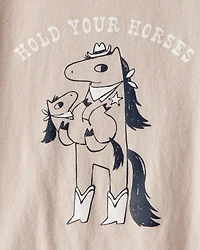 Toddler Boy Hold Your Horses Short-Sleeve Graphic Tee - Tan