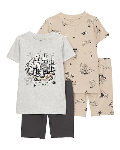 Baby Pirate Print Snug Fit Cotton 4-Piece Pajamas