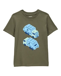 Toddler Boy Recycling Truck Graphic Tee - Olive