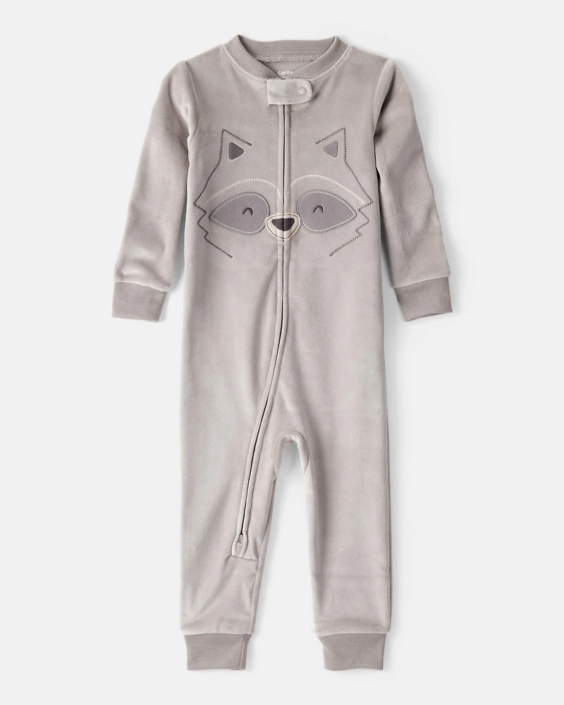 Baby Boy Raccoon DreamPlush Snug Fit Long-Sleeve 2-Way Zip Pajamas