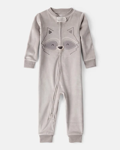 Baby Boy Raccoon DreamPlush Snug Fit Long-Sleeve 2-Way Zip Pajamas