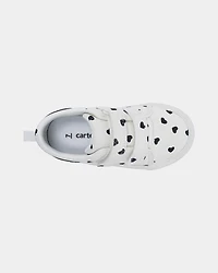 Toddler Girl Heart Print Casual Shoes - White/Black