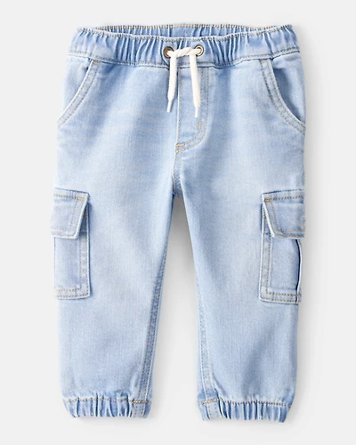 Baby Boy  Pull-On Denim Cargo Joggers - Light Wash