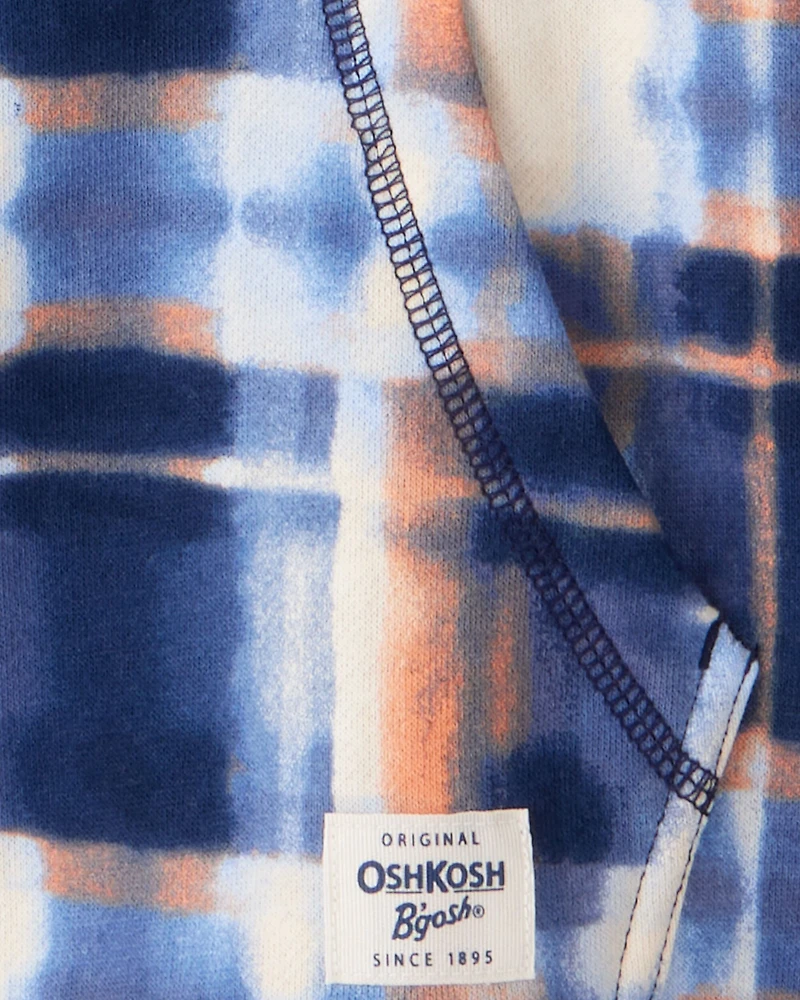 Boys DayDream Fleece Plaid Long-Sleeve Hoodie - White/Blue/Orange