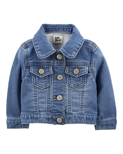 Baby Girl Knit-Like Denim Jacket - Dark Wash