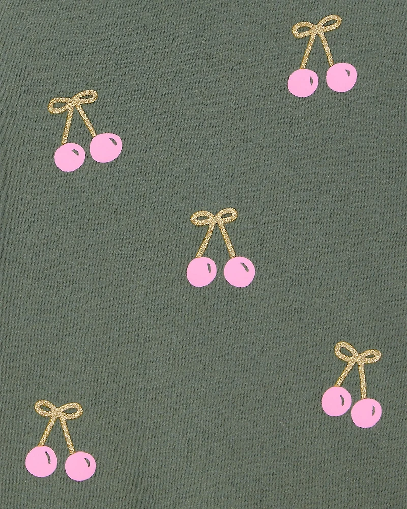 Toddler Cherry Short-Sleeve Graphic Tee - Olive