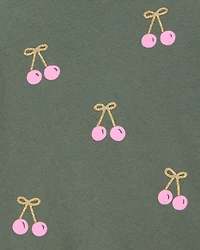 Toddler Cherry Short-Sleeve Graphic Tee - Olive