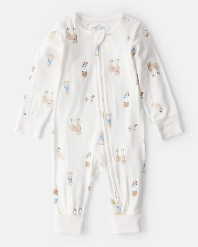 Baby Dog Print PurelySoft Snug Fit Sleep & Play Pajamas - White