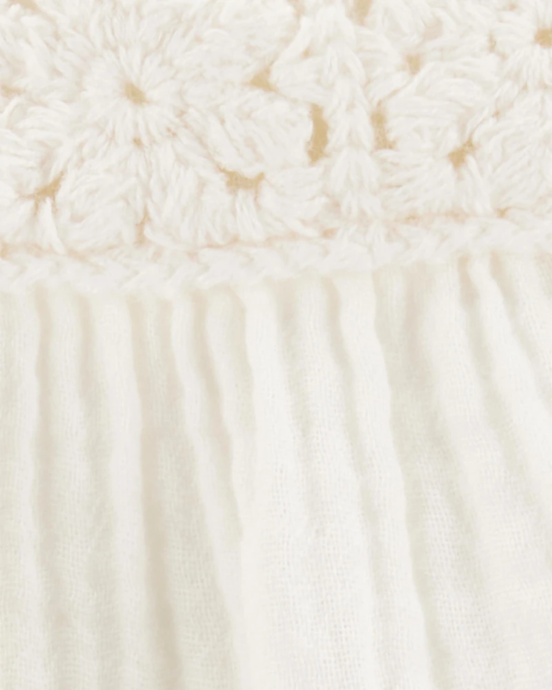 Toddler Gauze Crotchet Knit Tank - Ivory