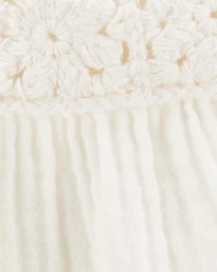 Toddler Gauze Crotchet Knit Tank - Ivory
