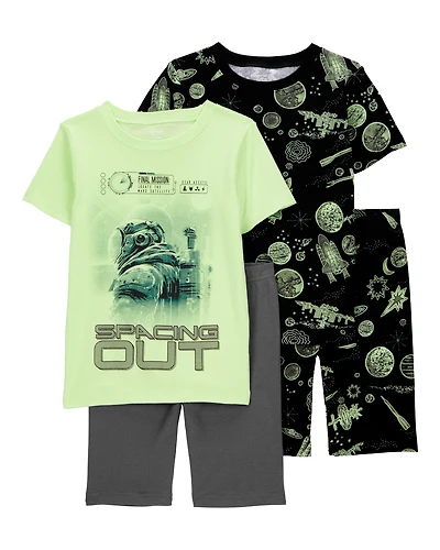 Kid Space Print Snug Fit 4-Piece Pajamas