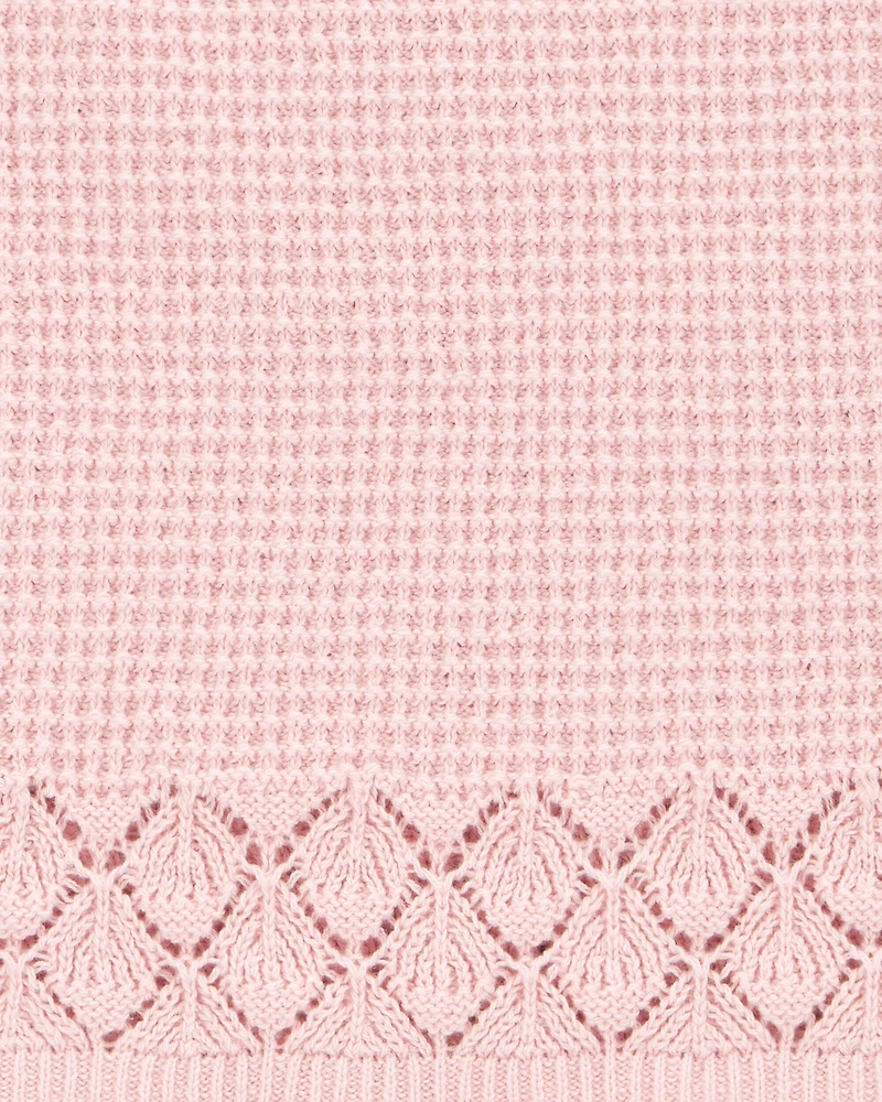 Kid 2-Piece Pointelle Sweater Crochet Knit Tank & Skirt Set