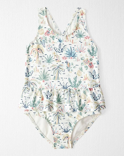 Toddler Girl Recycled Tropical Print Swimsuit