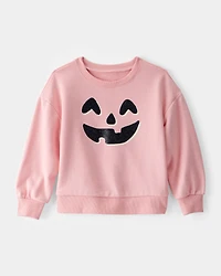 Toddler Halloween Pumpkin Crew Neck Sweatshirt - Pink