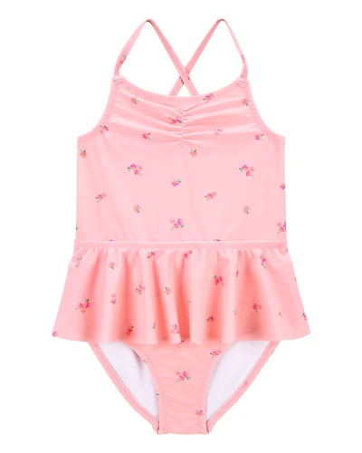 Toddler Girl 1-Piece Floral Tutu Swimsuit - Pink
