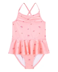 Toddler Girl 1-Piece Floral Tutu Swimsuit - Pink