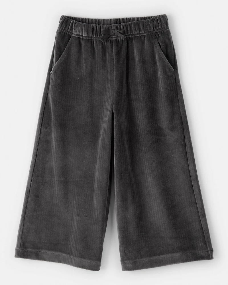 Toddler Girl Ribbed Flare Pants - Black