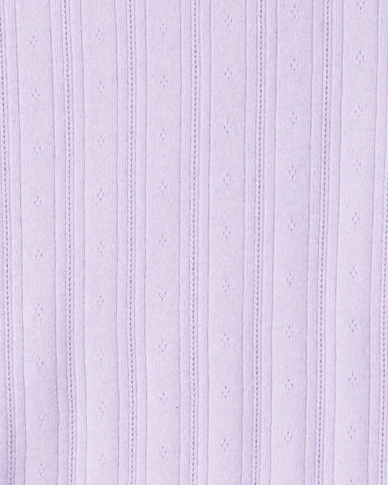 Girls Pointelle Long-Sleeve Top - Purple