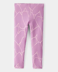 Toddler Girl Cotton Heart Stretch Leggings - Purple