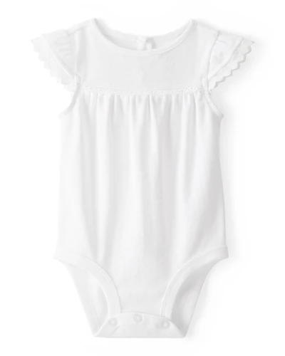 Baby Pointelle Short-Sleeve Bodysuit - White
