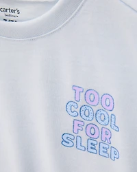 Girls Ice Cream Print Loose Fit 2-Piece Pajamas - Blue