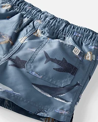 Toddler Boy Recycled Ocean-Print Swim Trunks